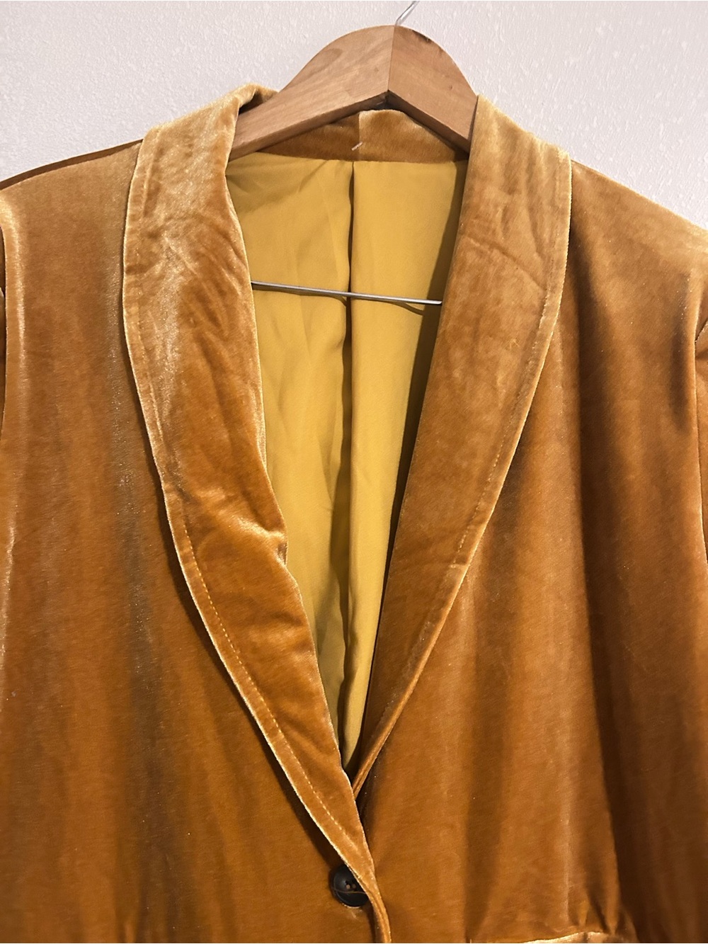 Women's Yellow Velvet Blazer Jacket Size Large New - Picture 4 of 10